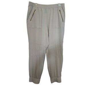 Chicos Black Label Womens Ankle Pants With Elastic Waistband Beige Size S Comfy